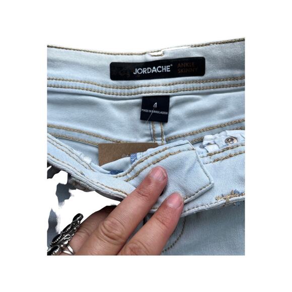 Jordache Size 4, Vintage Denim Skinny Cutoff Shorts - Picture 2 of 6